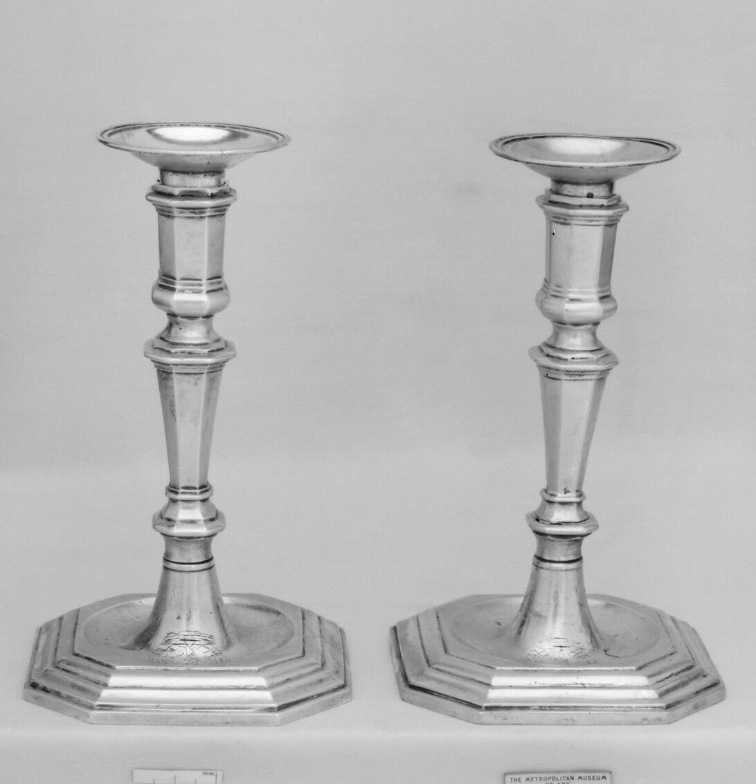 Candlestick (one of a pair), Ludovico Barchi (working 1716–30), Silver, Italian, Rome 