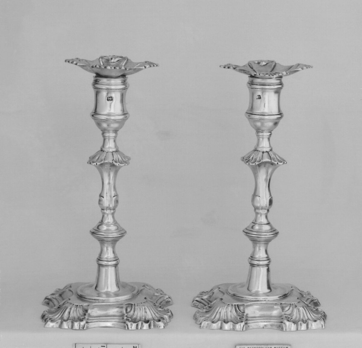 Pair of candlesticks, John Cafe (entered 1742), Silver, British, London 