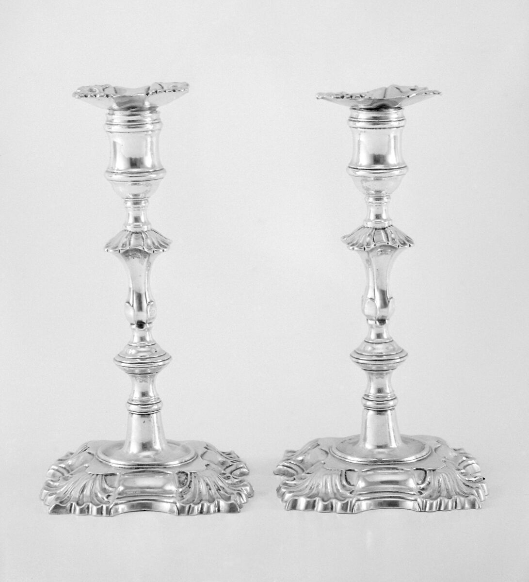 Pair of candlesticks, John Cafe (entered 1742), Silver, British, London