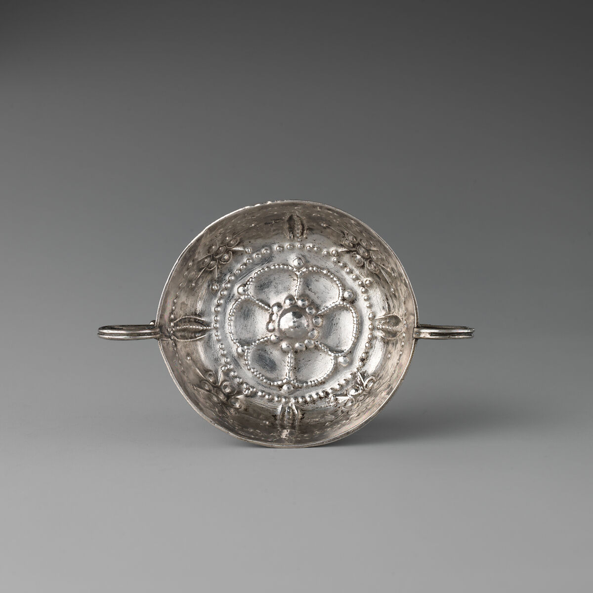 Miniature wine taster or mustard dish, C S (British, 17th century), Silver, British