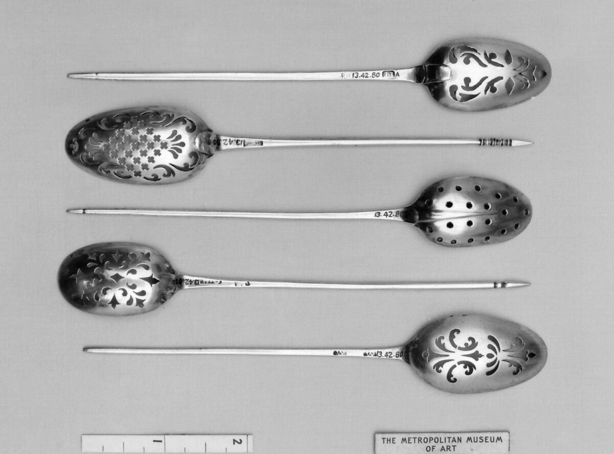 Strainer spoon, James Tookey (British, entered 1750, died ca. 1773), Silver, British, London 