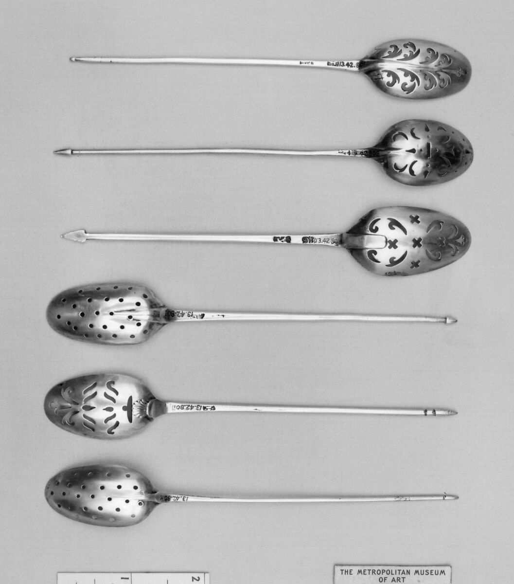 Strainer spoon, Elias Cachart (British, ca. 1742–1752), Silver, British, London 