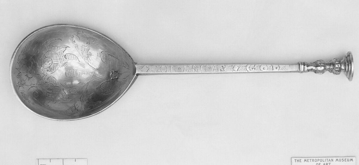 Seal-top spoon, Robert Matthew (active 1622–40), Silver gilt, British, Barnstaple 