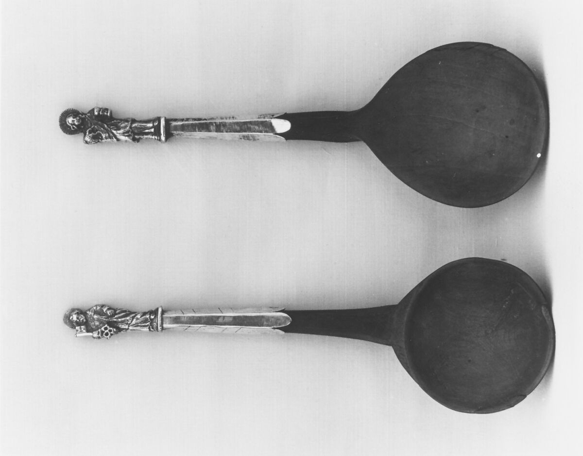 Two apostle spoons, Wood, silver, Dutch or Northern German 