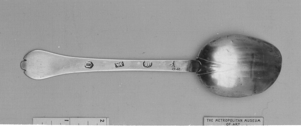 Spoon, William Scarlett (active 1689–after 1697), Silver, British, London 