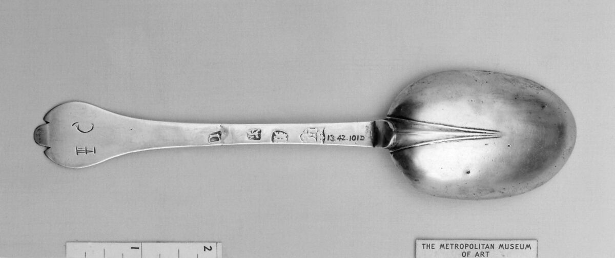 Spoon, Lawrence Coles (active 1669–1714), Silver, British, London 