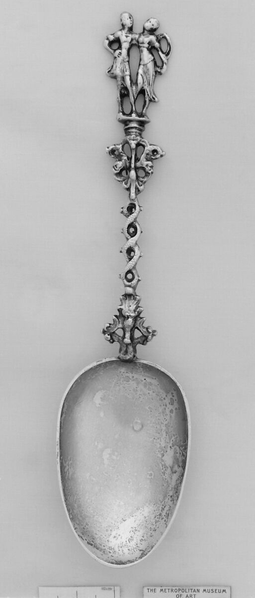 Figure-top spoon, Johannes Andringa (1722–1769), Silver, Dutch, Leeuwarden 