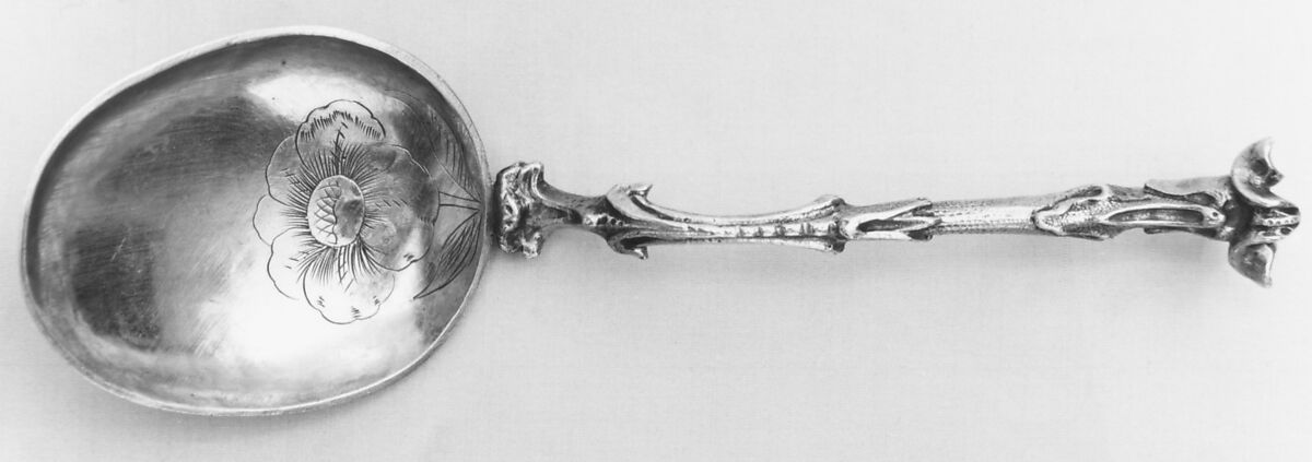 Spoon, Leonhard Rothaer I (working 1671–90), Silver gilt, German, Hamburg 