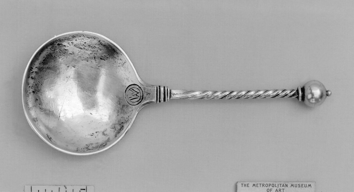 Ball-knopped spoon, Hans Möller (1612–1663), Silver, German, Königsberg 