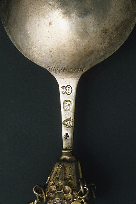 Rattle spoon, Hans Johansson Stadius (master 1713, working still in 1722), Silver, parcel gilt, Swedish, Karlskrona
