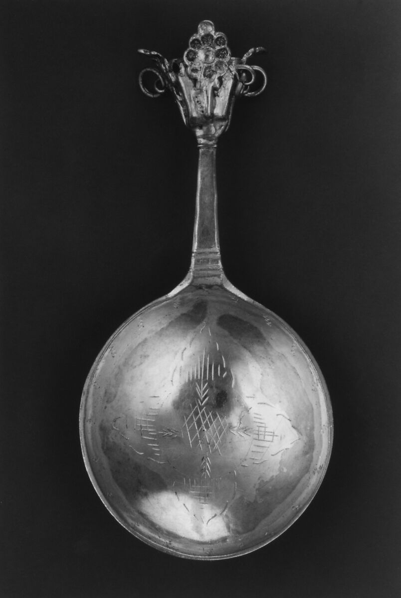 Rattle spoon, Hans Johansson Stadius (master 1713, working still in 1722), Silver, parcel gilt, Swedish, Karlskrona