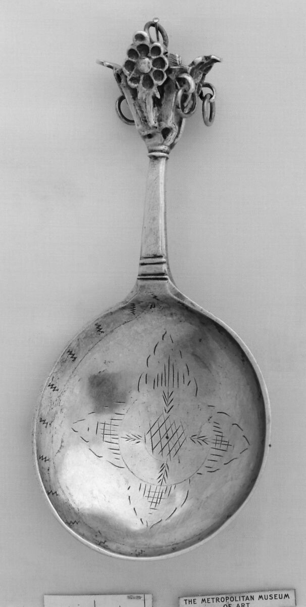 Rattle spoon, Hans Johansson Stadius (master 1713, working still in 1722), Silver, parcel gilt, Swedish, Karlskrona