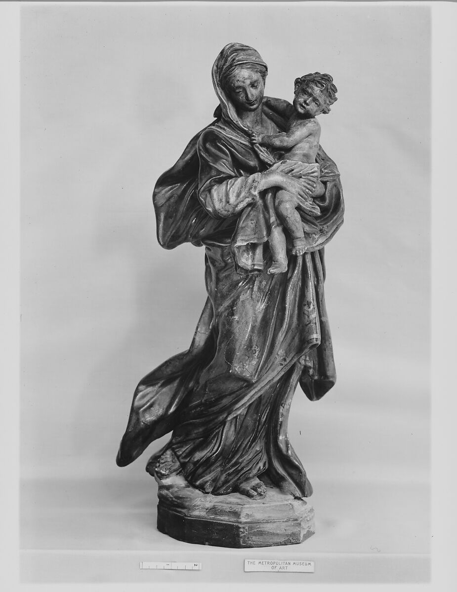 Madonna and Child, Giuseppe Mazza (Italian, Bologna 1653–1741 Bologna), Terracotta, polychromed and gilt, Italian, Bologna 