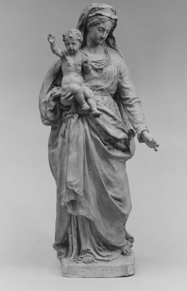 Madonna and Child, Attributed to Giovanni Maria Morlaiter (Italian, Niederdorf, Tyrol 1699–1781 Venice), Terracotta, Italian, Venice 