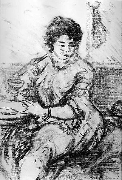 Absinthe Drinker, Robert Henri (American, Cincinnati, Ohio 1865–1929 New York), Charcoal on paper, American 