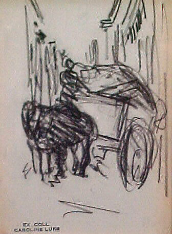 Wagon in Alleyway, George Luks (American, Williamsport, Pennsylvania 1866–1933 New York), Pastel on paper, American