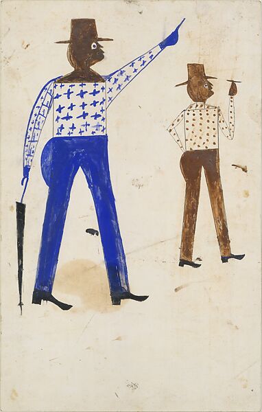 Two Men Walking, Bill Traylor (American, Benton, Alabama 1853/54–1949 Montgomery, Alabama), Tempera and graphite on paper, American 