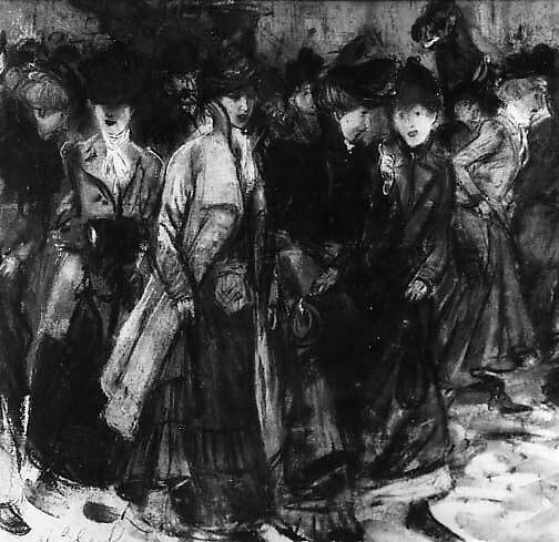 Shop Girls, William James Glackens (American, Philadelphia, Pennsylvania 1870–1938 Westport, Connecticut), Pastel and watercolor on illustration board, American