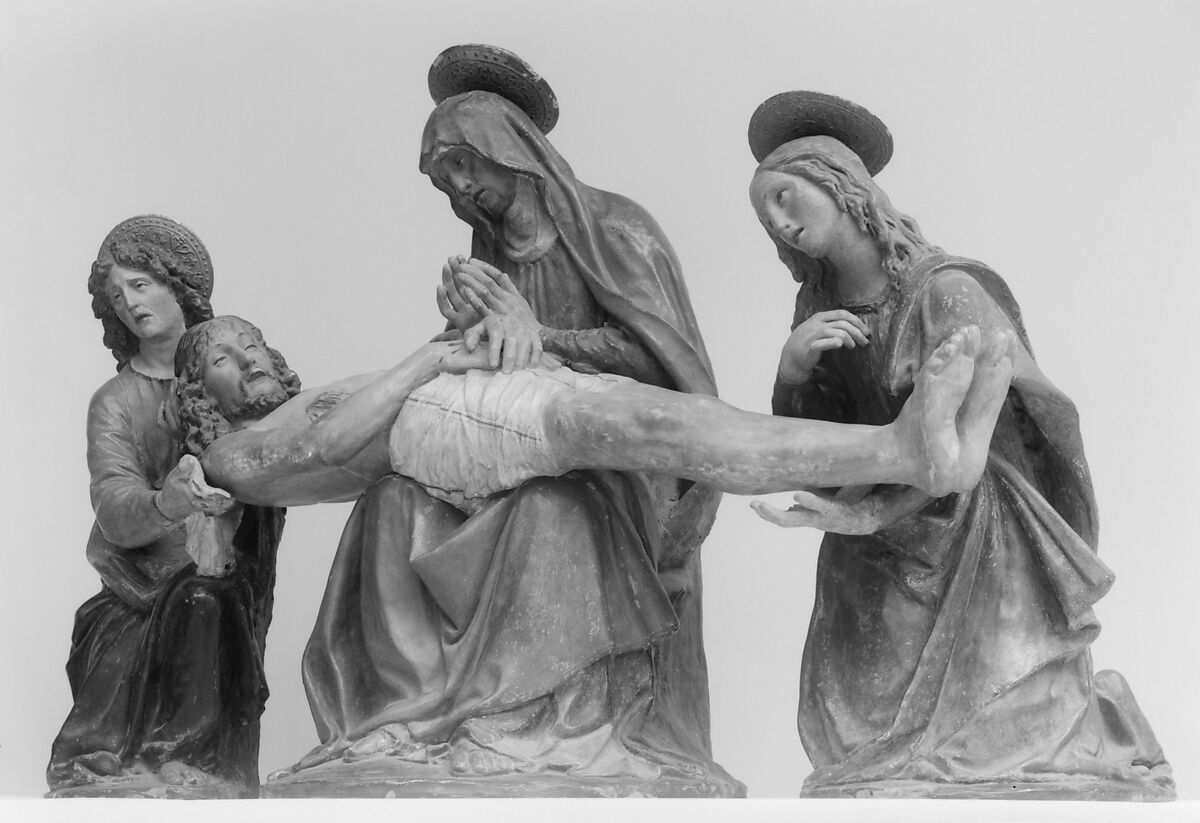 Pietà, Workshop of Giovanni della Robbia (Italian, Florence 1469–1529/30 Florence), Terracotta, painted, Italian, Florence 