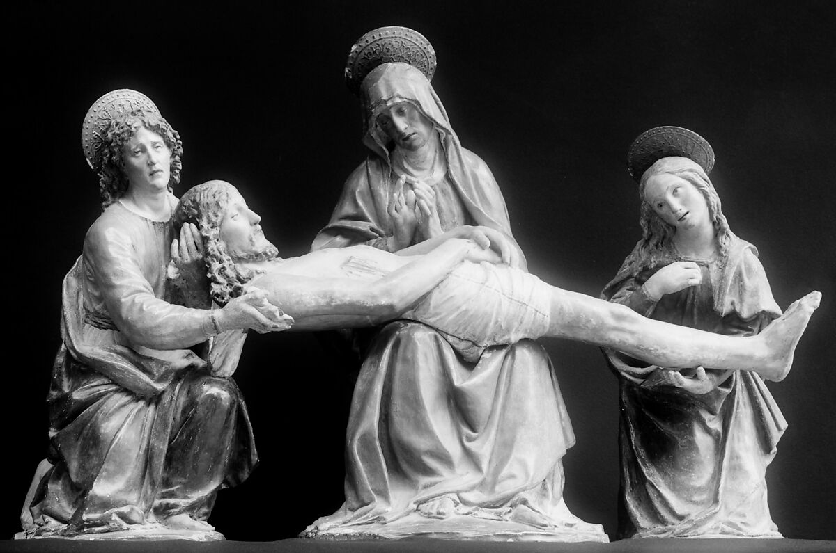 Pietà, Workshop of Giovanni della Robbia (Italian, Florence 1469–1529/30 Florence), Terracotta, painted, Italian, Florence