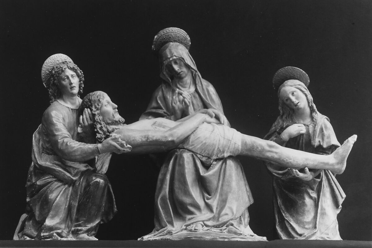 Pietà, Workshop of Giovanni della Robbia (Italian, Florence 1469–1529/30 Florence), Terracotta, painted, Italian, Florence