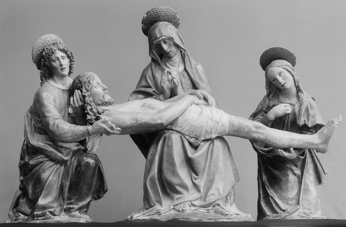 Pietà, Workshop of Giovanni della Robbia (Italian, Florence 1469–1529/30 Florence), Terracotta, painted, Italian, Florence