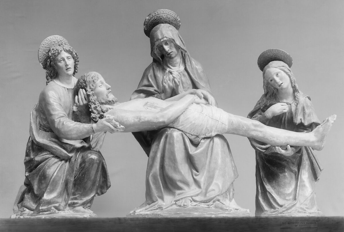 Pietà, Workshop of Giovanni della Robbia (Italian, Florence 1469–1529/30 Florence), Terracotta, painted, Italian, Florence