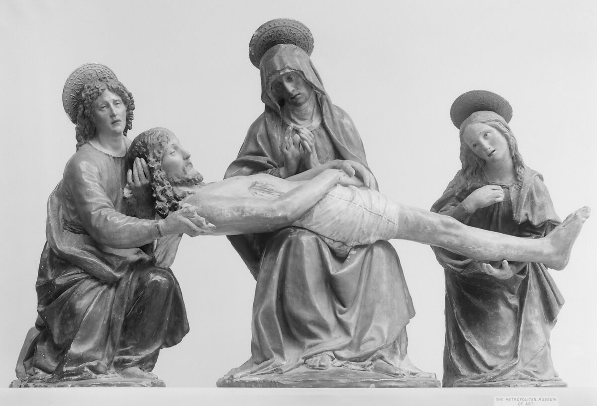 Pietà, Workshop of Giovanni della Robbia (Italian, Florence 1469–1529/30 Florence), Terracotta, painted, Italian, Florence