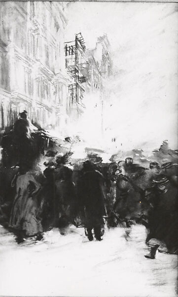 Matinée Crowd, Manhattan, Everett Shinn (American, Woodstown, New Jersey 1876–1953 New York), Pastel and gouache on illustration board, American