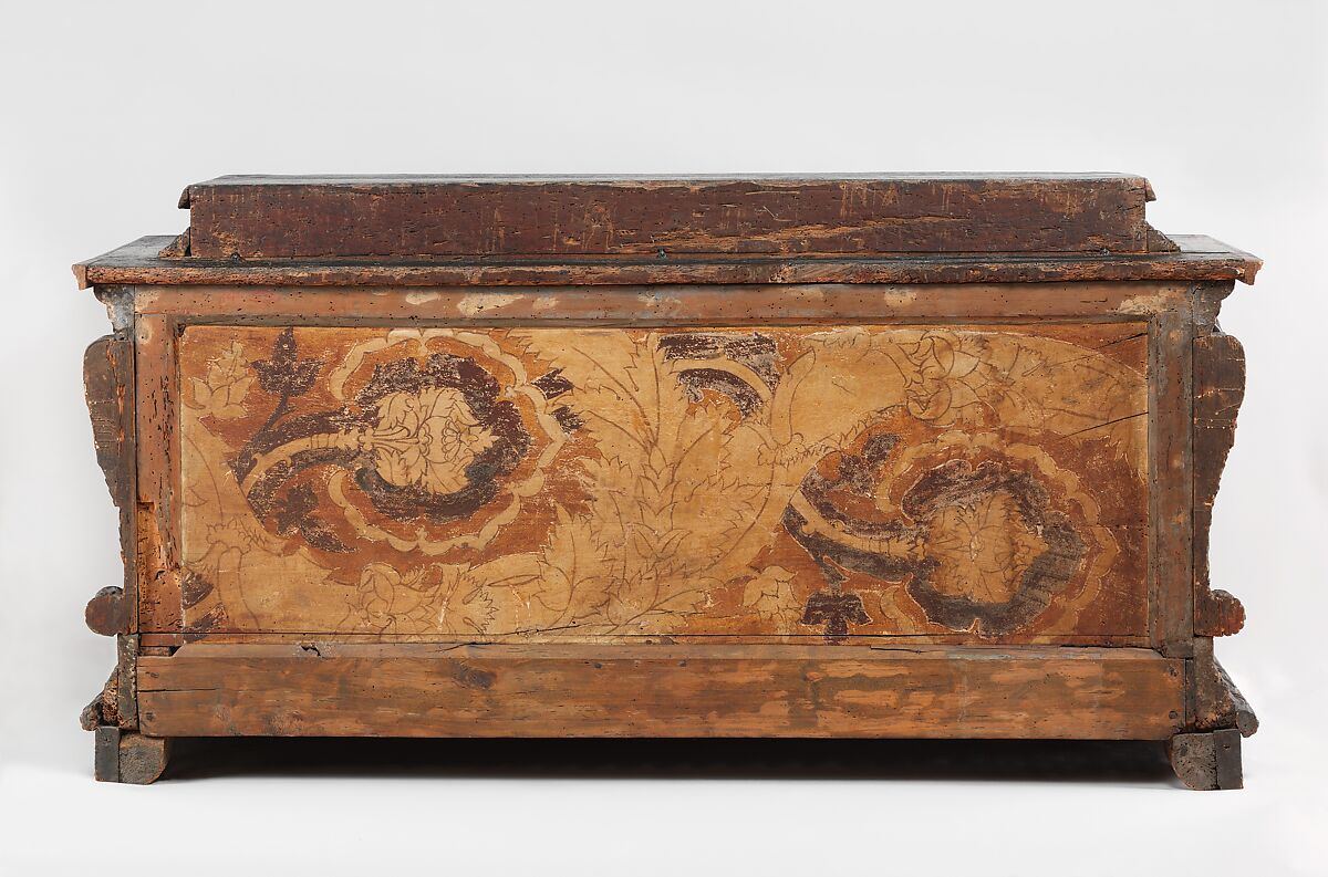 Cassone with painted front panel depicting the Conquest of Trebizond, Attributed to workshop of Apollonio di Giovanni di Tomaso (Italian, Florence ca. 1416–1465 Florence), Poplar wood, linen, polychromed and gilded gesso with panel painted in tempera and gold, Italian, Florence