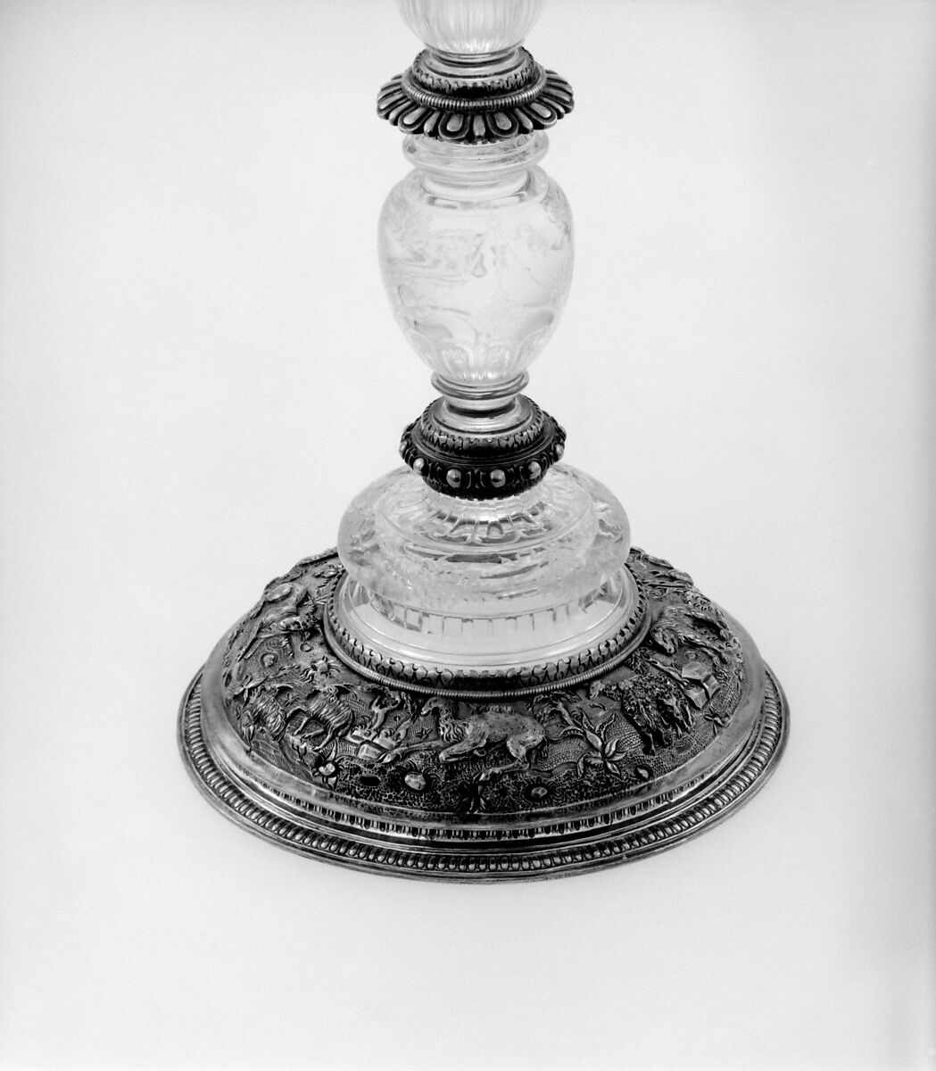 Pair of candlesticks, Rock crystal and silver gilt, Southern German