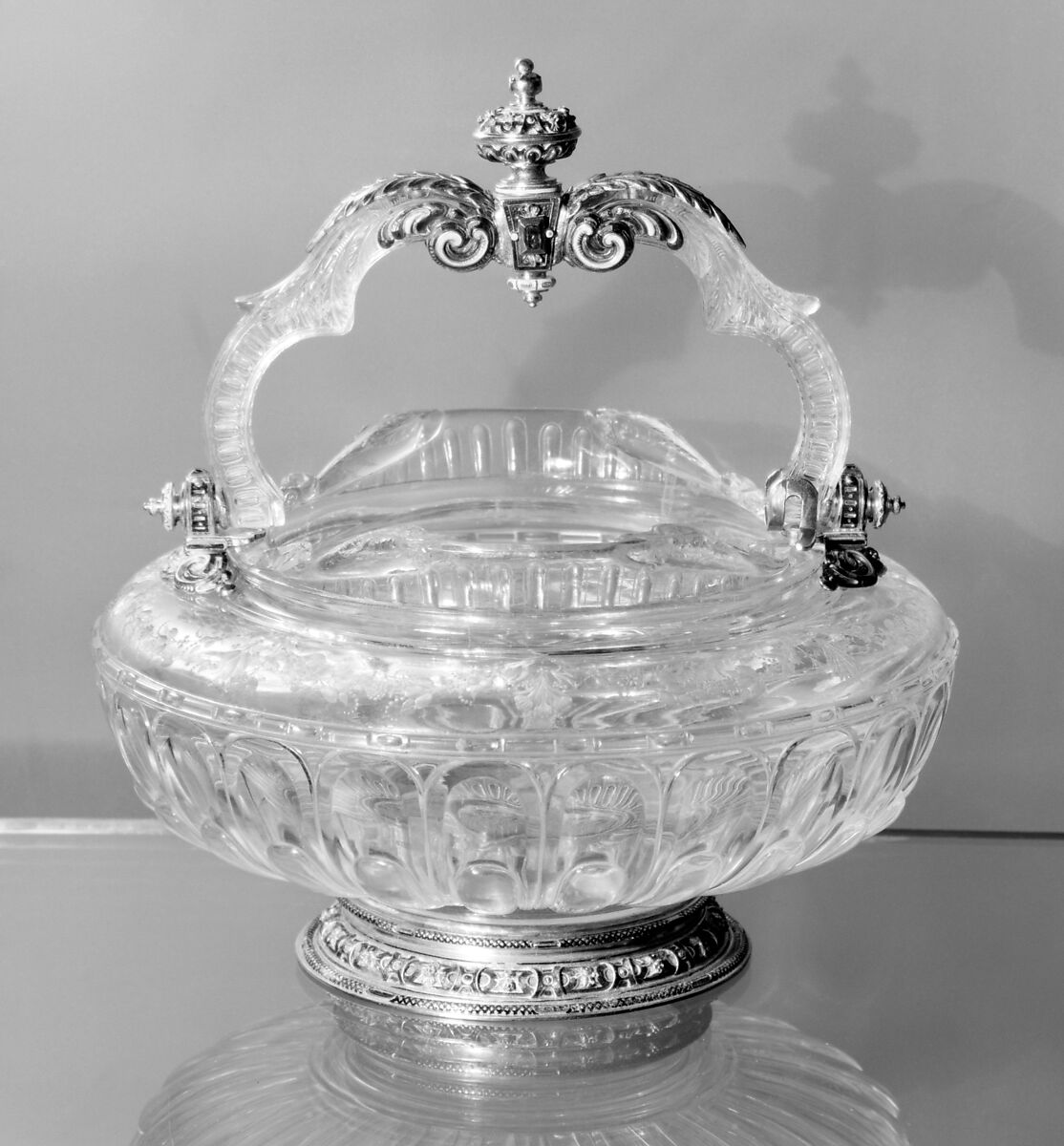 Holy-water stoup, Handle and mounts made by Alfred André (French, 1839–1919), Rock crystal, gold, enamel, French