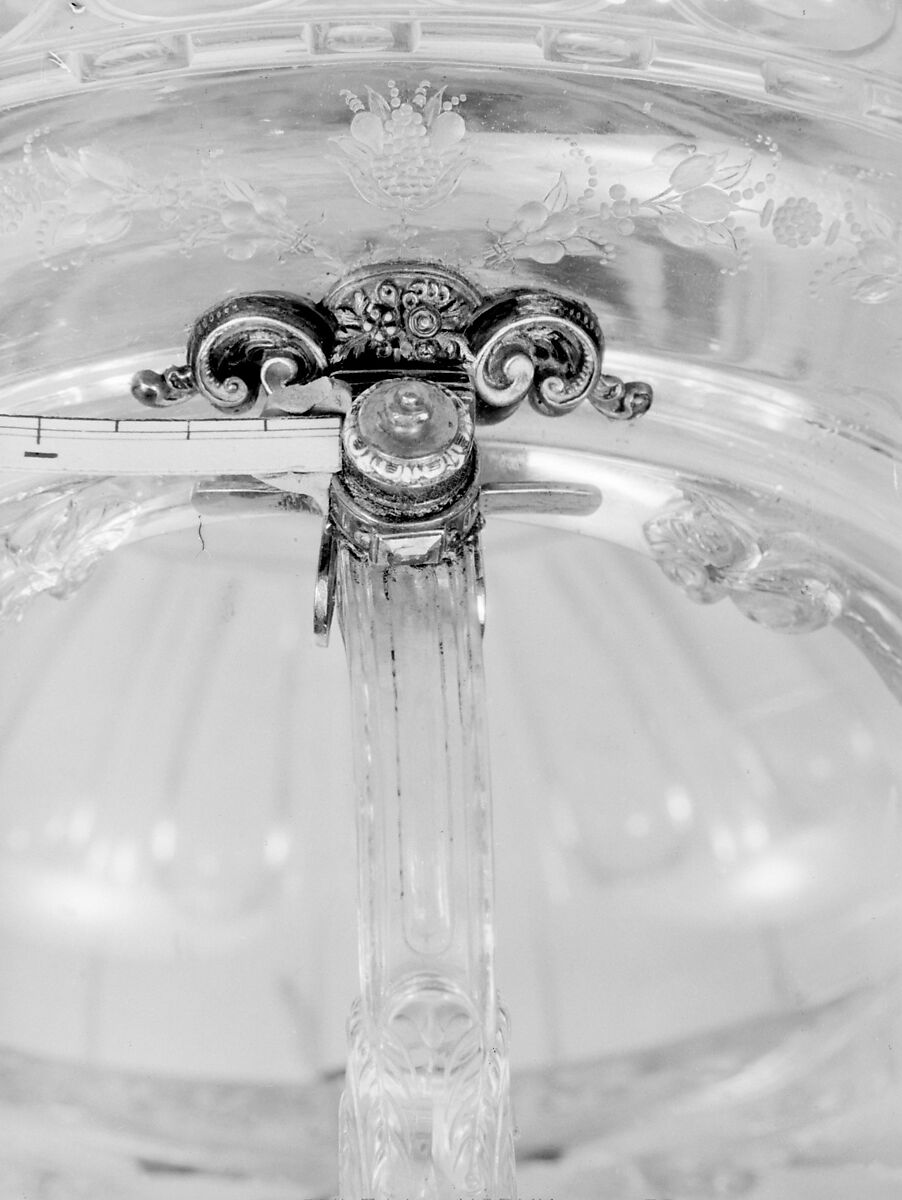 Holy-water stoup, Handle and mounts made by Alfred André (French, 1839–1919), Rock crystal, gold, enamel, French