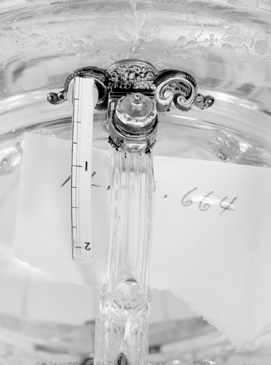 Holy-water stoup, Handle and mounts made by Alfred André (French, 1839–1919), Rock crystal, gold, enamel, French