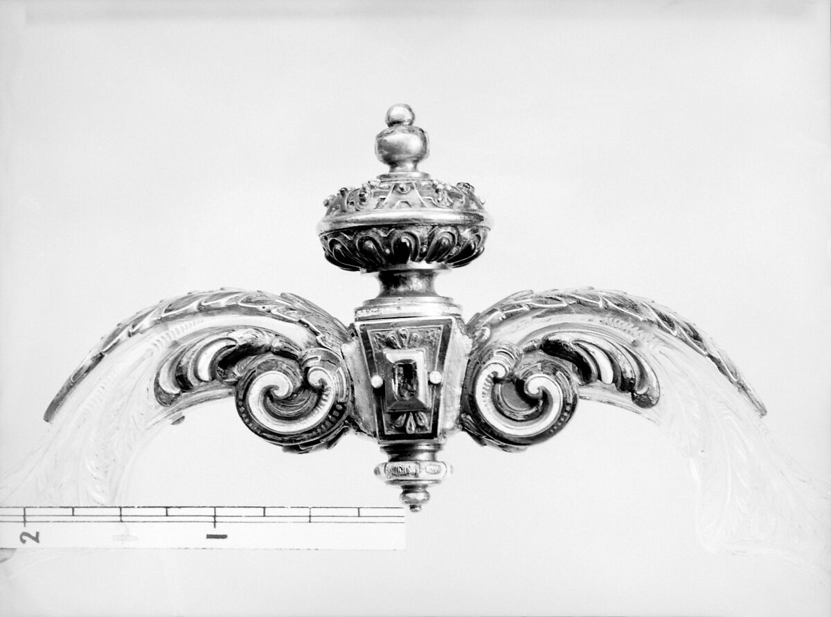 Holy-water stoup, Handle and mounts made by Alfred André (French, 1839–1919), Rock crystal, gold, enamel, French