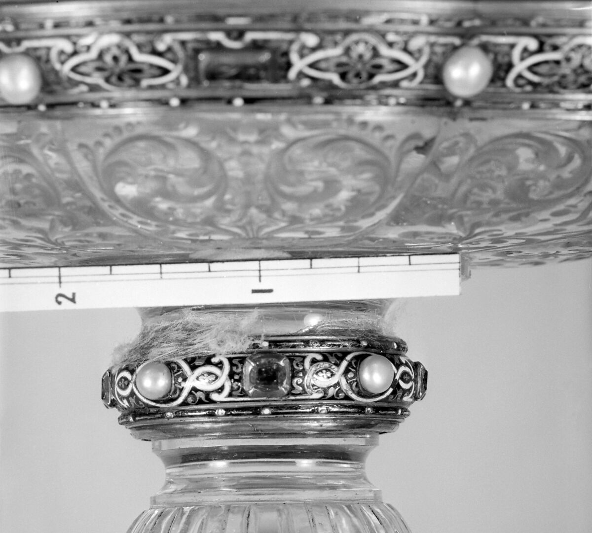 Tazza, Mounts after a design by Reinhold Vasters (German, Erkelenz 1827–1909 Aachen), Rock crystal, gold, enamel, rubies, sapphires, pearls, Italian, Milan