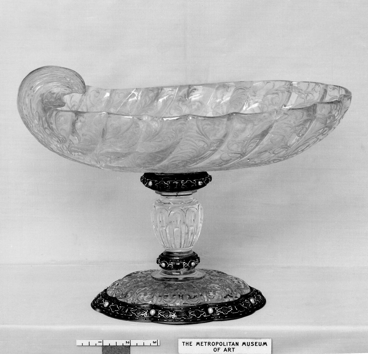 Tazza, Mounts after a design by Reinhold Vasters (German, Erkelenz 1827–1909 Aachen), Rock crystal, gold, enamel, rubies, sapphires, pearls, Italian, Milan