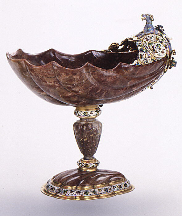 Cup, Mounts after a design by Reinhold Vasters (German, Erkelenz 1827–1909 Aachen), Red jasper, enameled gold, rubies, German, Augsburg 