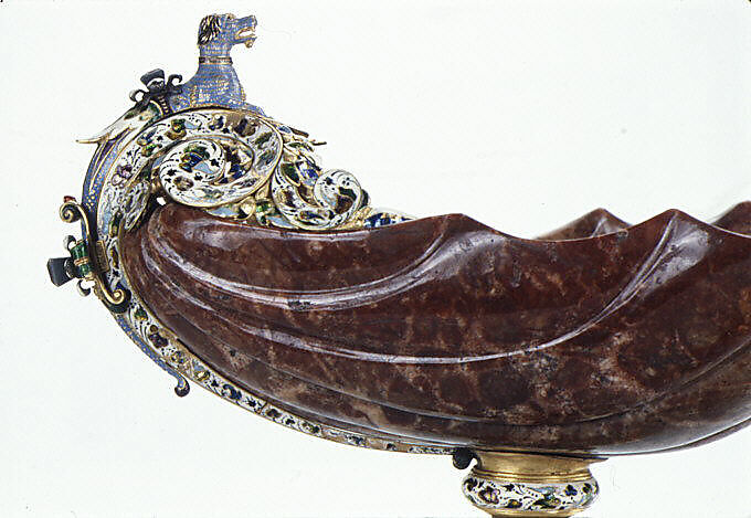 Cup, Mounts after a design by Reinhold Vasters (German, Erkelenz 1827–1909 Aachen), Red jasper, enameled gold, rubies, German, Augsburg