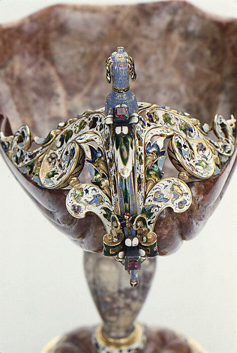 Cup, Mounts after a design by Reinhold Vasters (German, Erkelenz 1827–1909 Aachen), Red jasper, enameled gold, rubies, German, Augsburg