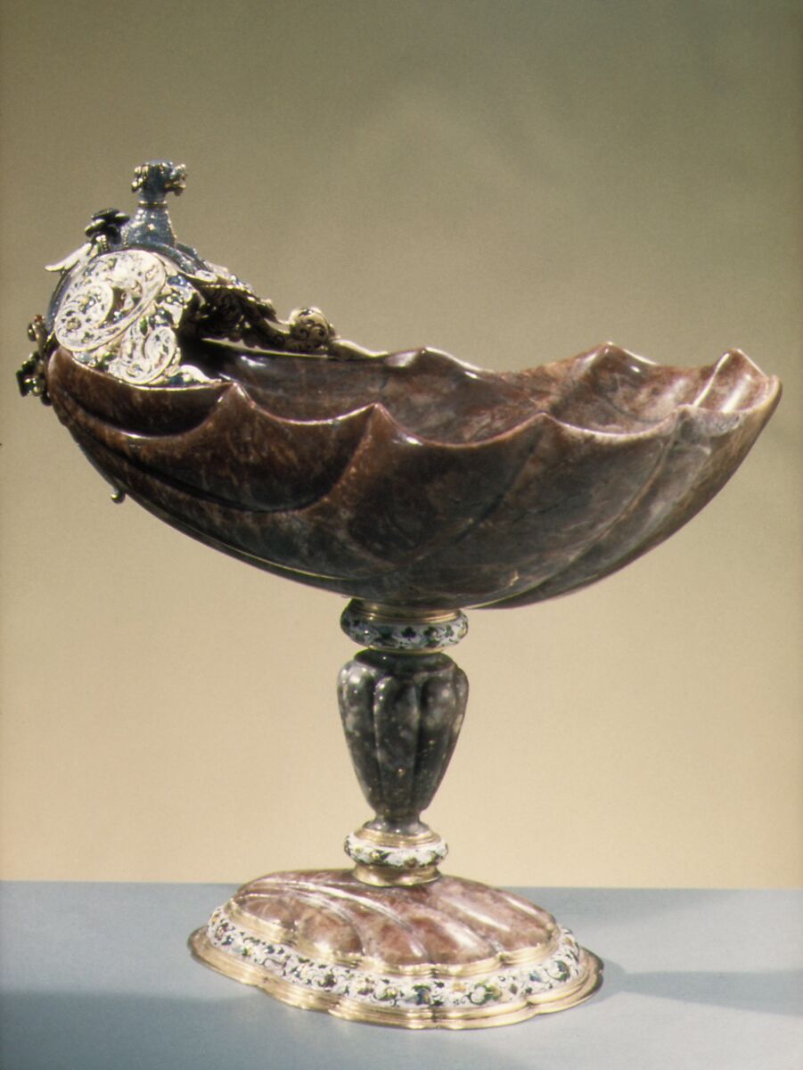 Cup, Mounts after a design by Reinhold Vasters (German, Erkelenz 1827–1909 Aachen), Red jasper, enameled gold, rubies, German, Augsburg
