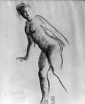 Study of Nude Woman, Everett Shinn (American, Woodstown, New Jersey 1876–1953 New York), Chalk on wallpaper, American 