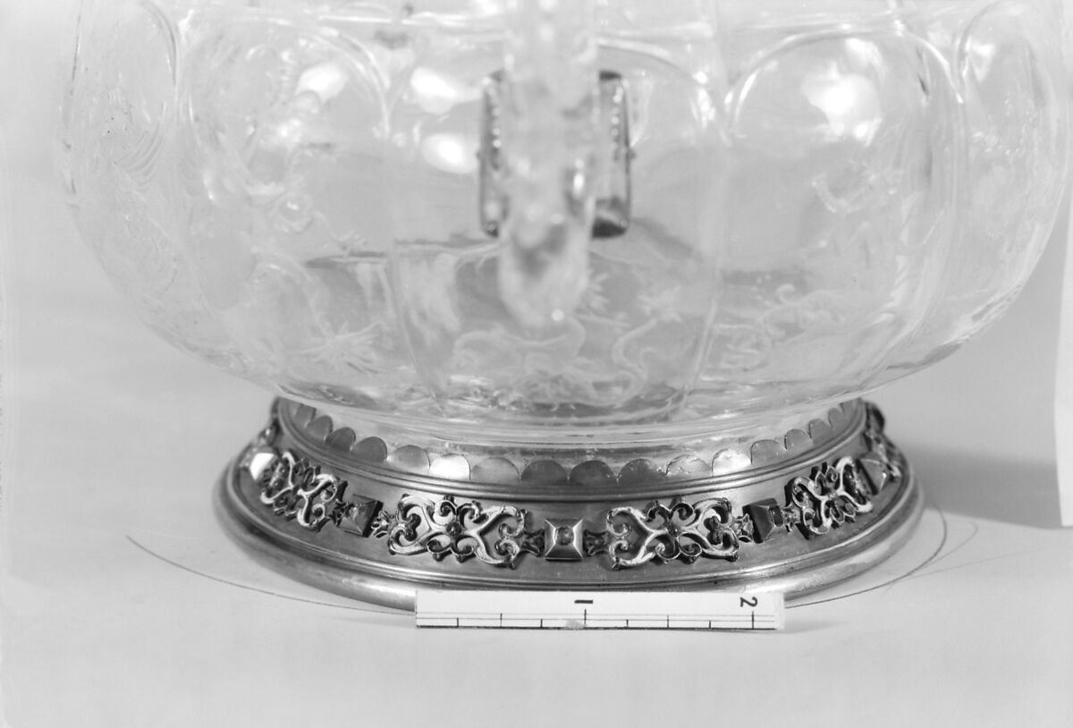 Bowl, Rock crystal, silver gilt, rubies, Italian, probably Milan