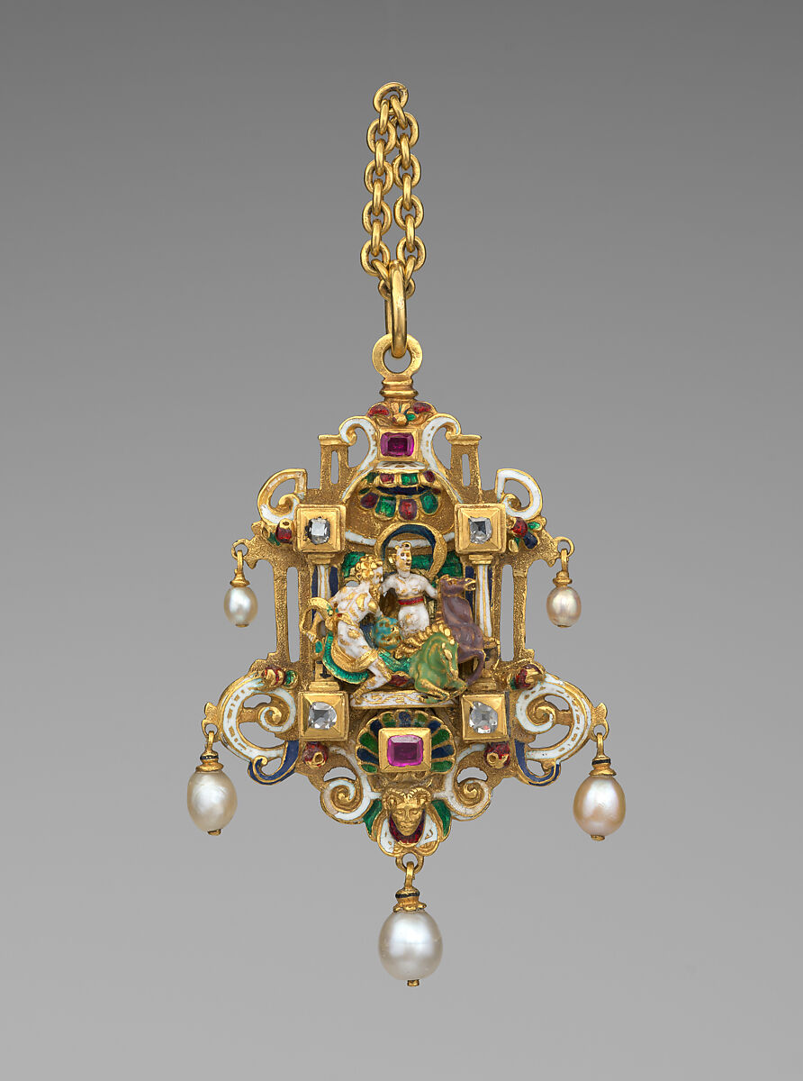 Sixteenth-century-style pendant, Reinhold Vasters  German, Gold, enamel, diamonds, rubies, pearls, Italian