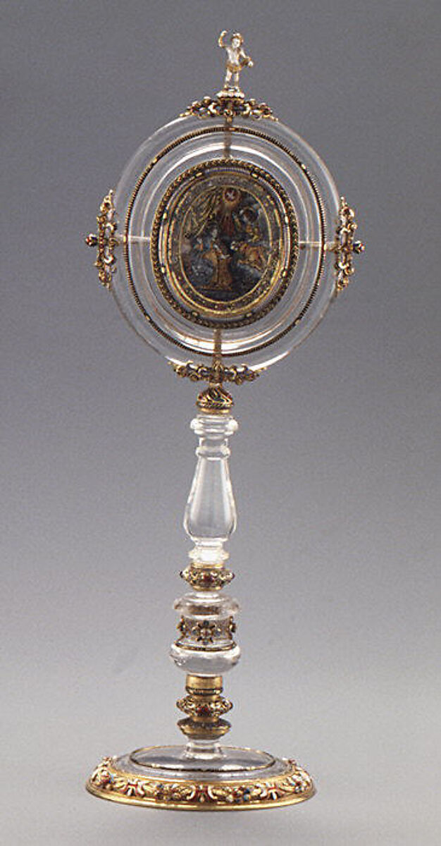 Reliquary, Reinhold Vasters  German, Rock crystal, verre eglomisé, enamel, gold, French