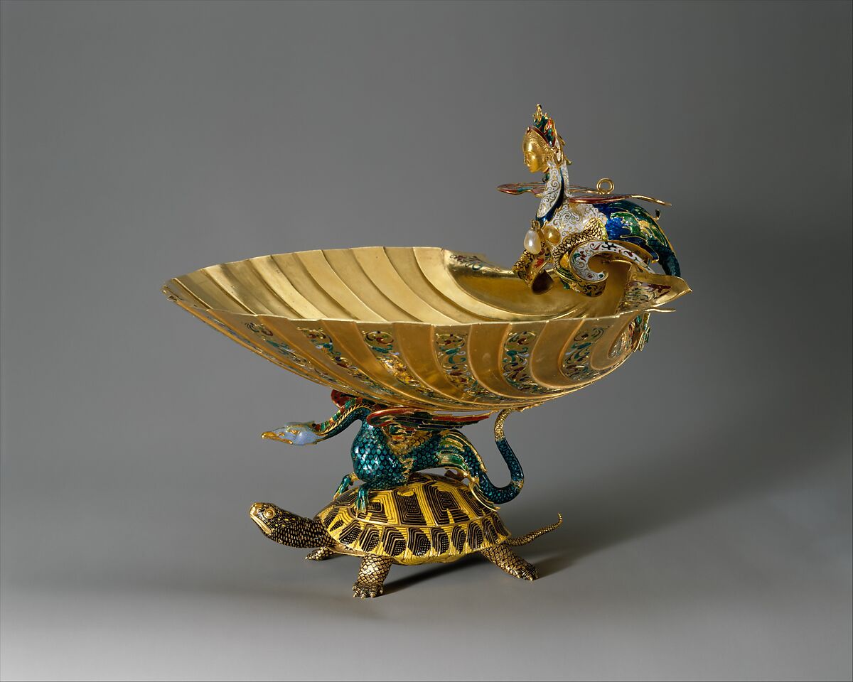 Cup, Gold, partly enameled; pearls, Italian 