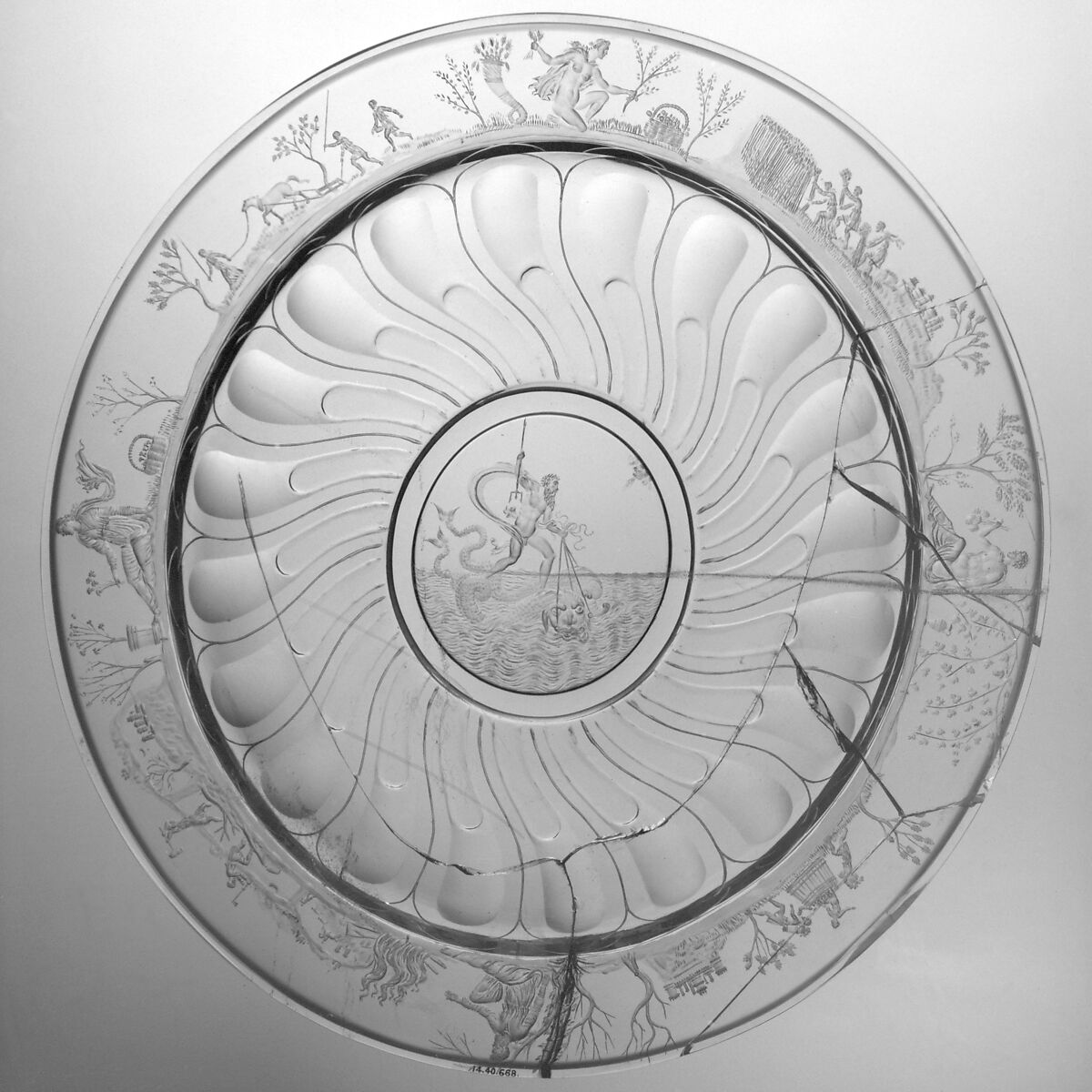 Plate, Follower of Valerio Belli (Il Vicentino) (1468–1546), Rock crystal, Northern Italian