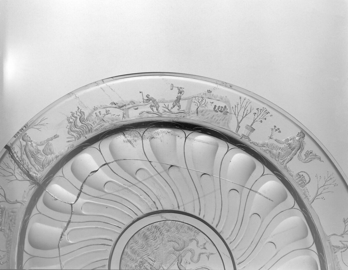 Plate, Follower of Valerio Belli (Il Vicentino) (1468–1546), Rock crystal, Northern Italian