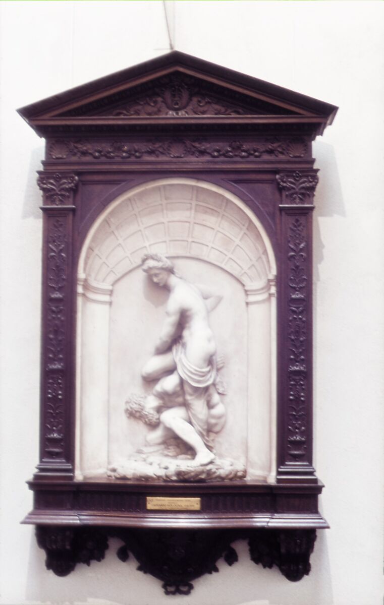 Virtue Overcoming Vice, Imitator of Giambologna (Netherlandish, Douai 1529–1608 Florence), Marble; wood frame, Italian or Dutch