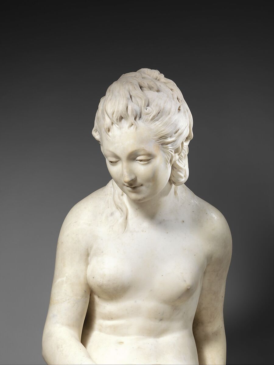 Bather (from a fountain group), Jean Antoine Houdon (French, Versailles 1741–1828 Paris), Marble, French, Paris